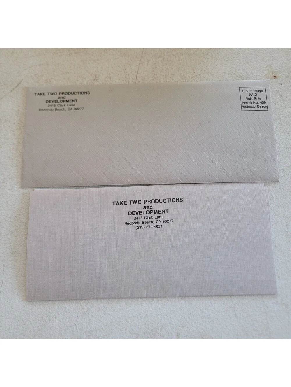 Vintage Hollywood Film Production Co Letterhead & Envelope Redondo Beach CA